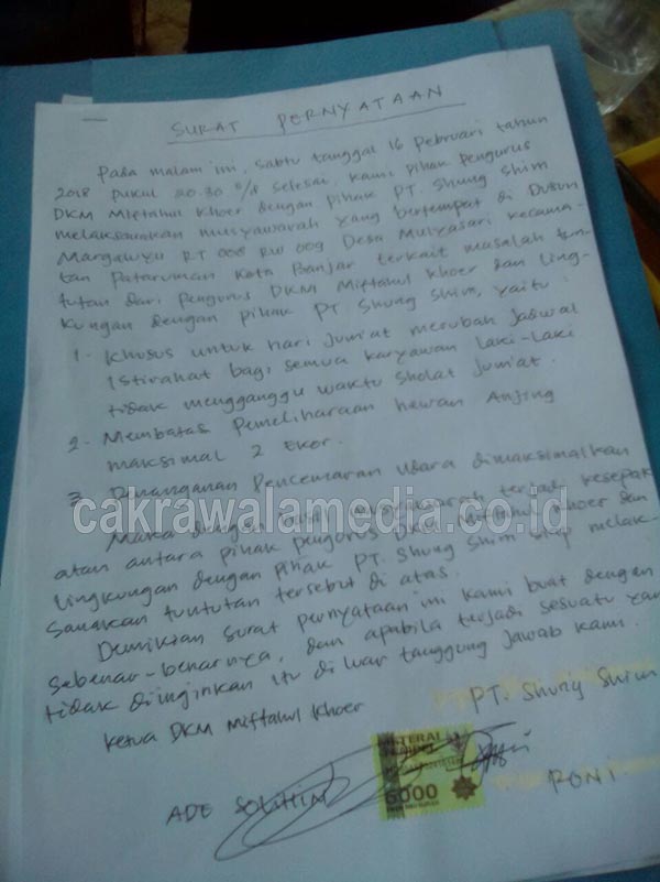 draft kesepakatan pabrik bulu mata dengan karyawan