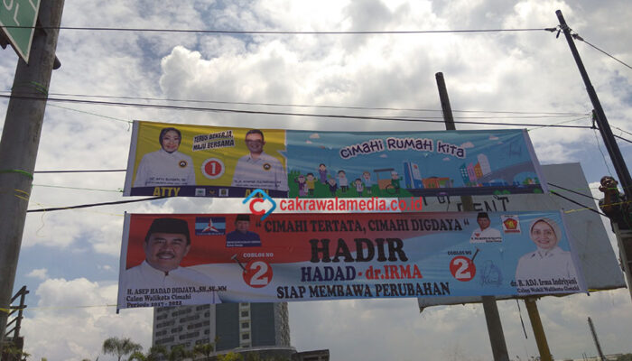 Penampakan Simbolis Pemasangan Alat Peraga Kampanye Pilkada Cimahi