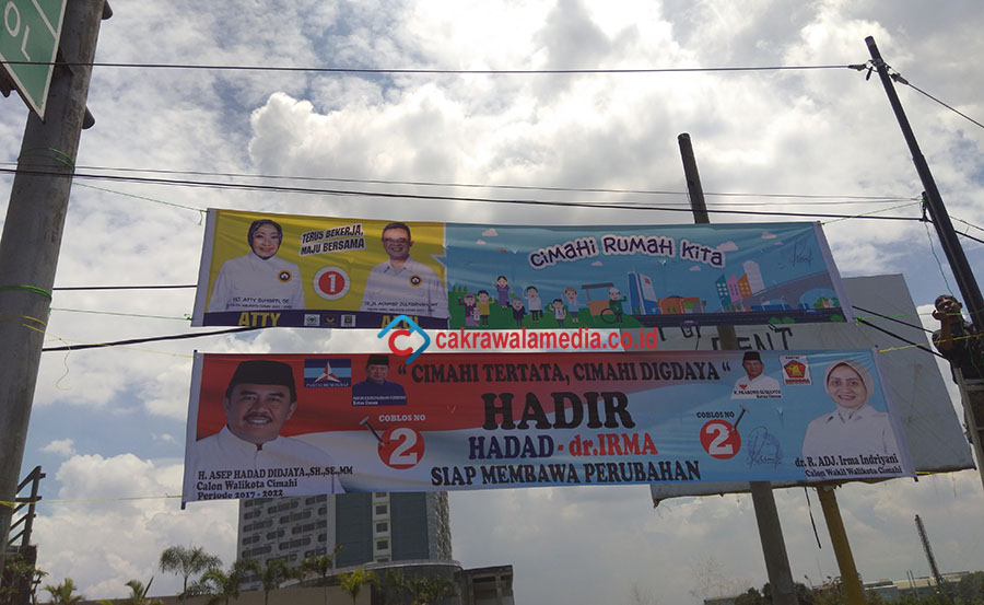 Penampakan Simbolis Pemasangan Alat Peraga Kampanye Pilkada Cimahi