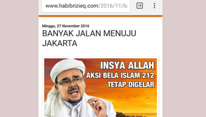 Laman Pribadi Habib Rizieq Diblokir, Masih Bisa Dibuka di Jaringan non-Telkomsel