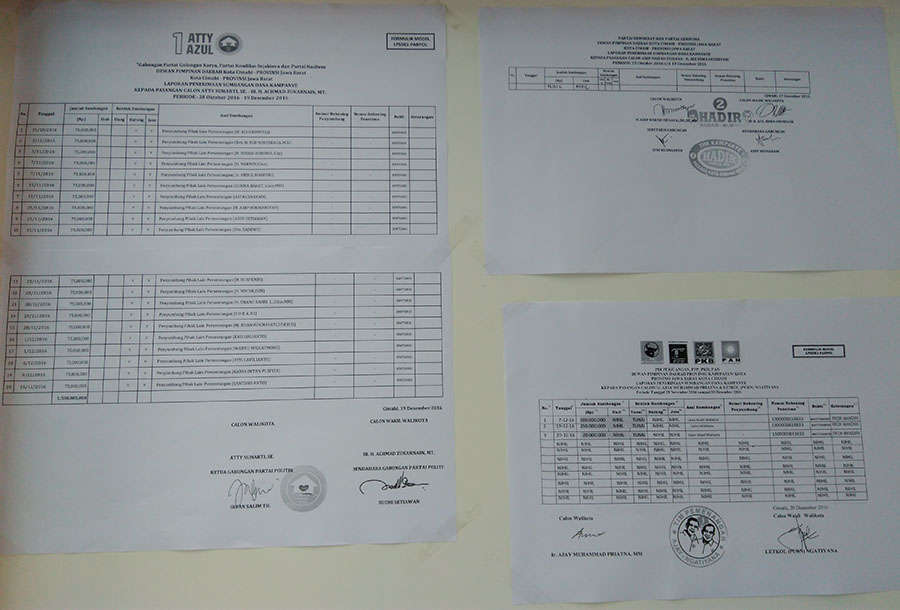 KPU Kota Cimahi Rilis Dana Sumbangan Paslon, Ini Rinciannya