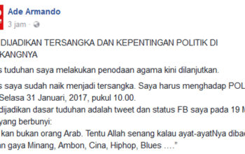 Ade Tuding Ada Kepentingan Politik di Balik Penetepan Tersangka Dirinya, Netizen: Kepentingan Politik?