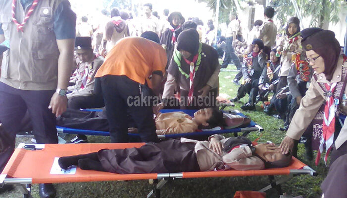30 Anak Terkapar Ikuti Upacara HUT Pramuka ke-56