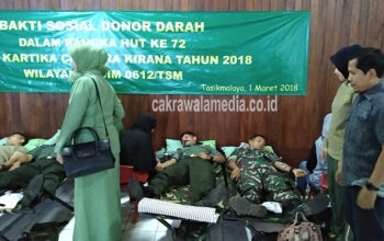 Peringati HUT ke-72 Persit Kartika Candra Kirana, Kodim 0612 Tasikmalaya Gelar Donor Darah