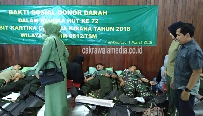 Peringati HUT ke-72 Persit Kartika Candra Kirana, Kodim 0612 Tasikmalaya Gelar Donor Darah