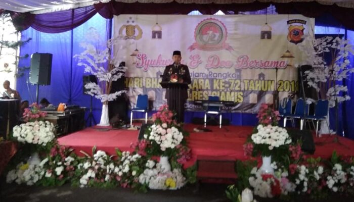 Peringati Hut Bhayangkara ke-72, Kapolres Ciamis Bacakan 5 Instruksi Presiden