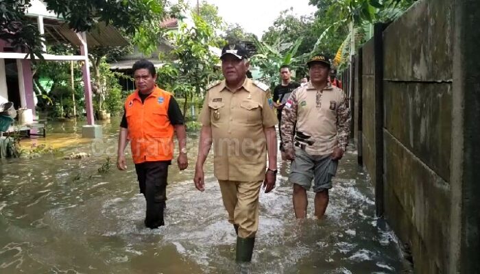 Tinjau Lokasi Banjir, Wabup Pangandaran Didampingi Kapolres Ciamis