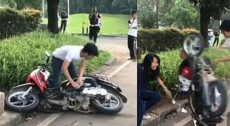 Tak Terima Ditilang, Pria Ini Nekad Merusak Motor Pacar