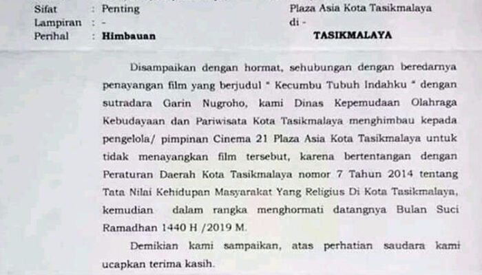 Larang Film Homo, Umat Islam dan FPI Sambut Baik Langkah Pemkot Tasik